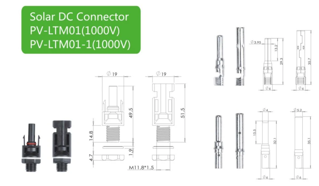 High Voltage Solar Power Connector Cable Connector Energy System Module Mounting