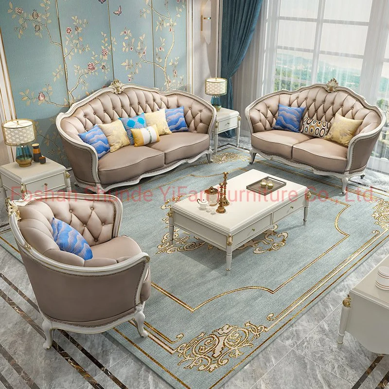 Living Room Furniture Luxury Sofa Set with Coffee Table and TV Stand Cabinet in Optional Couch Seat and Furnitures Color