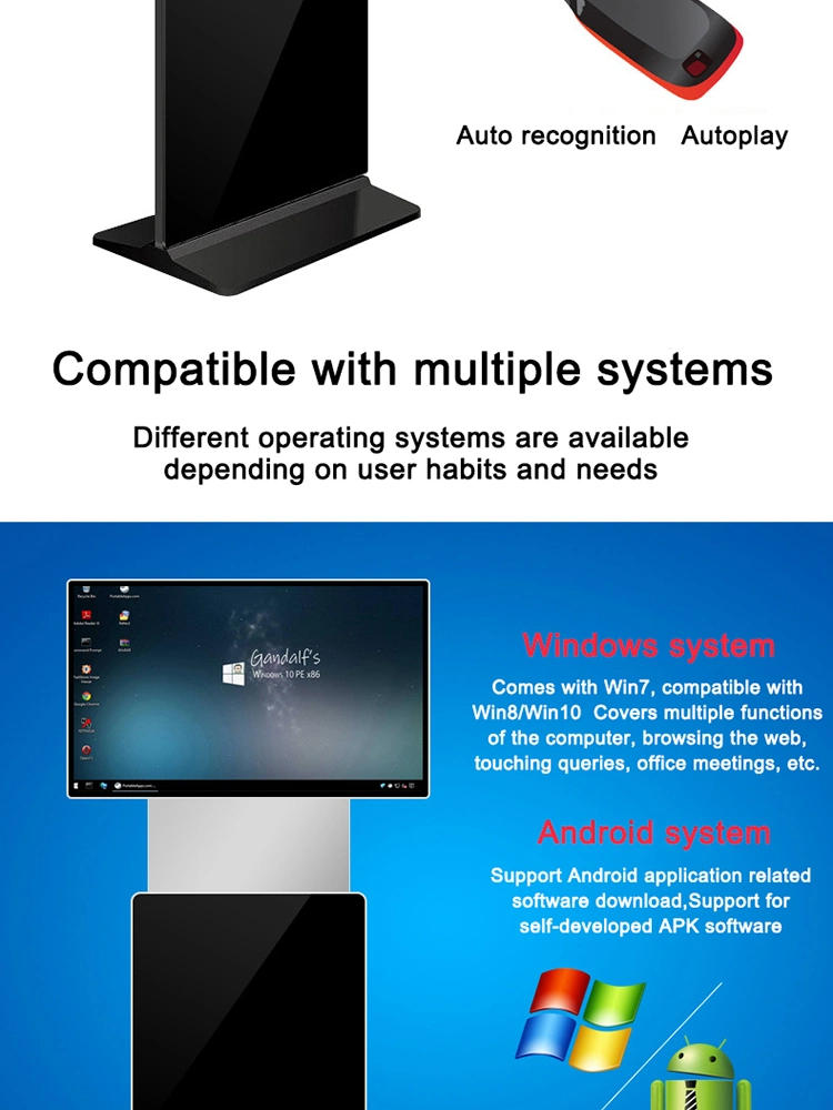 Indoor 42 43 Inch LCD Rotate Screen Digital Signage Kiosk Advertising Display