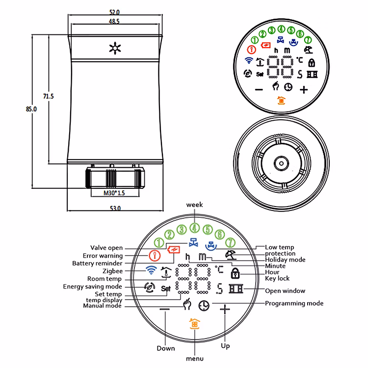 Programmable Smart Tuya WiFi Zigbee Wireless Room Automatic Trv Thermostatic Radiator Valve