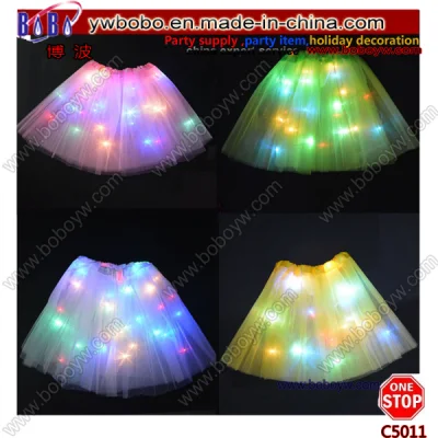 Hen Party Glowing Light LED Adult Girls Kids Tulle Tutu Skirt Party Costume Ballet Dance (C5011)