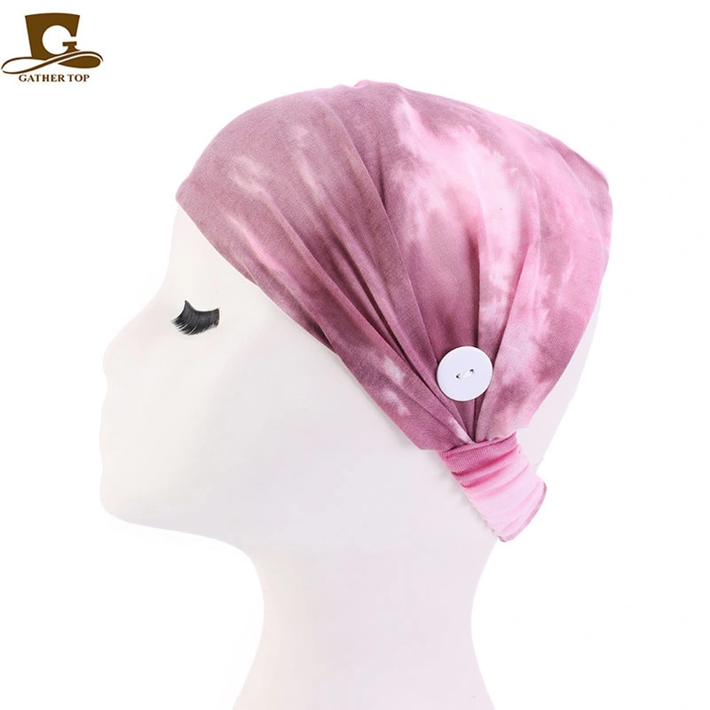 Custom Design Tie Dye Hair Band Anti-Leather Ear Button Headband Nurse Staff Headband