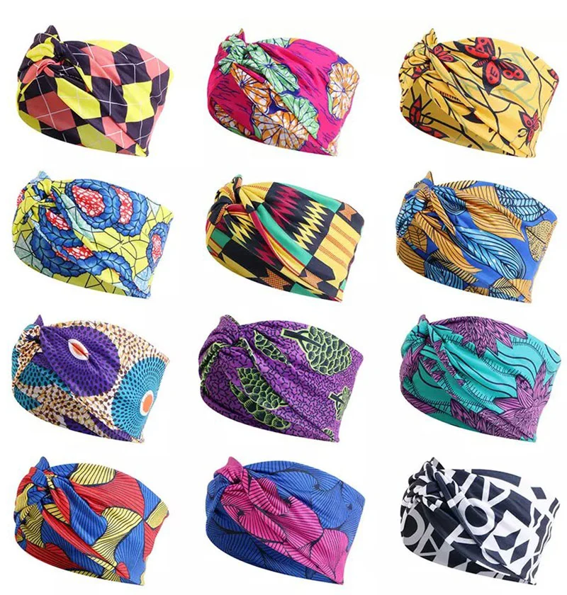 Best Selling Floral Printed Spandex Rayon Yoga Cotton Turban Head Wraps Stretchy Boho Bandeau Elastic Headbands