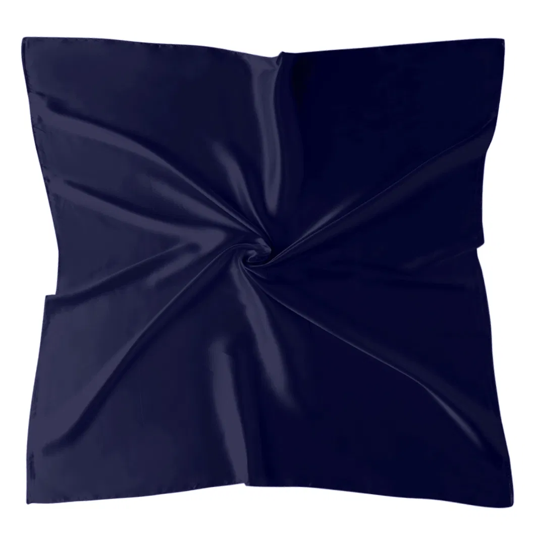 Wholesale Soild Color Navy Blue Satin Silk Scarf Bandanas for Hair Wrapping for Sleeping