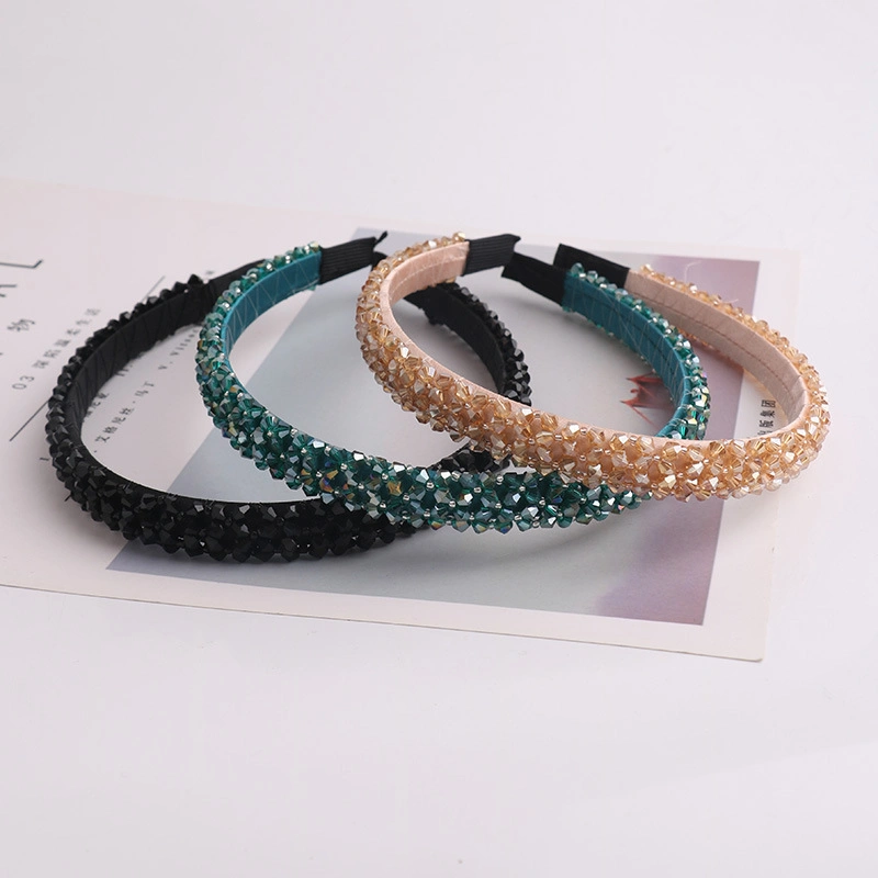 Wide Side of The Sweet Lady Atmospheric Hundred Match Simple Crystal Temperament Hair Band