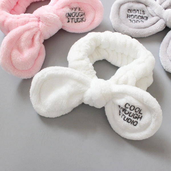 Coral Fleece Makeup Bow Elastic Soft Headband for Women Wash Face Lady Bath Makeup Hair Band