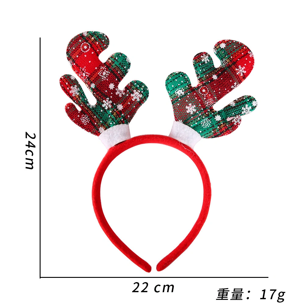 Christmas Headbands Elk Antlers Five-Star Headbands Christmas Decorations Children&prime;s Plastic Headbands Party Decorations