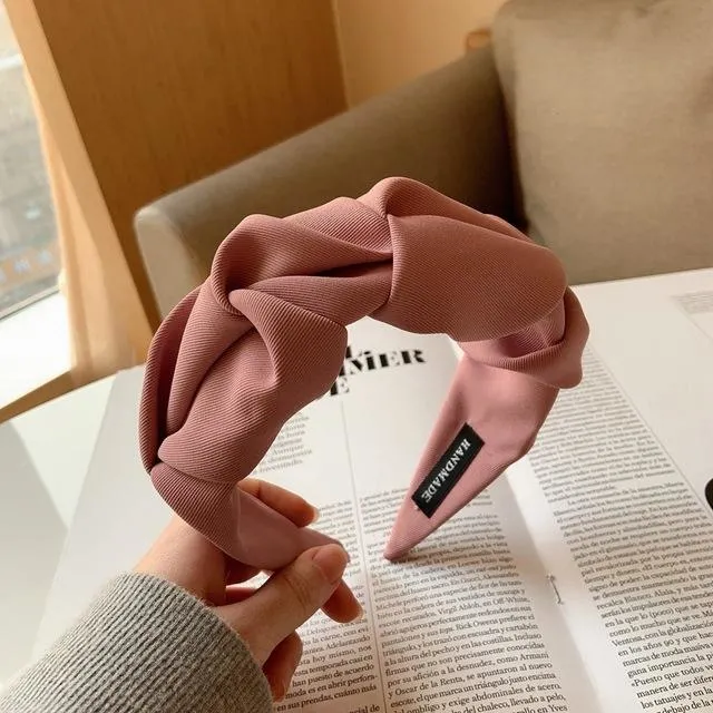 Solid Color Cloth Padded Plaited Hairband for Women Fashion Scrunchie Headband Retro Hair Loop Hair Accessories