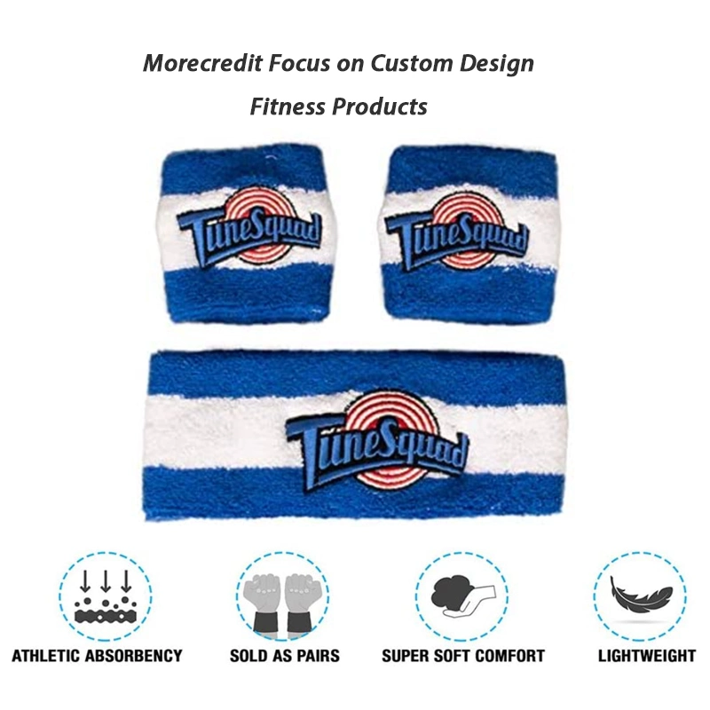 Amazon Hot Selling Colorful Towel Sports Sweat Wicking Head Band, Custom Logo High Stretchy Sweatbands Striped Terry Cloth Sweat Tennis Headbands