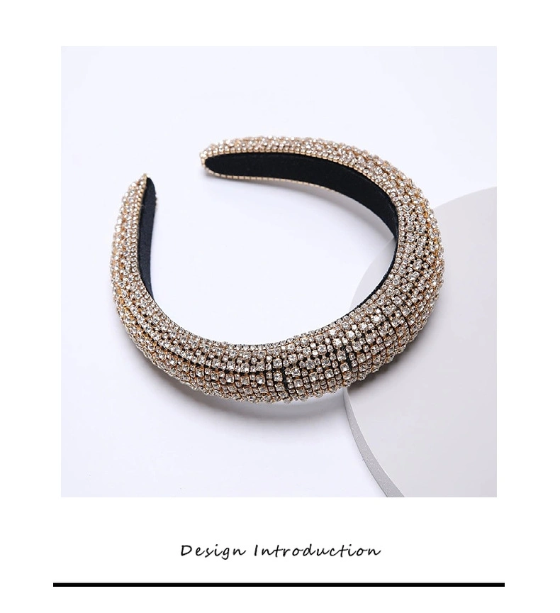 Hot Selling Trending Sparkly Headbands Baroque Full Diamond Luxury Head Wear Women&prime;s Wide Brim Colorful Crystal Hair Accessories