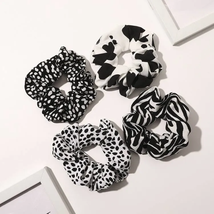 Korean Wholesalers Designs Fabric Scrunchies High Elastic Cow Zebra Leopard Hair Circle for Girls Headband Suppliers