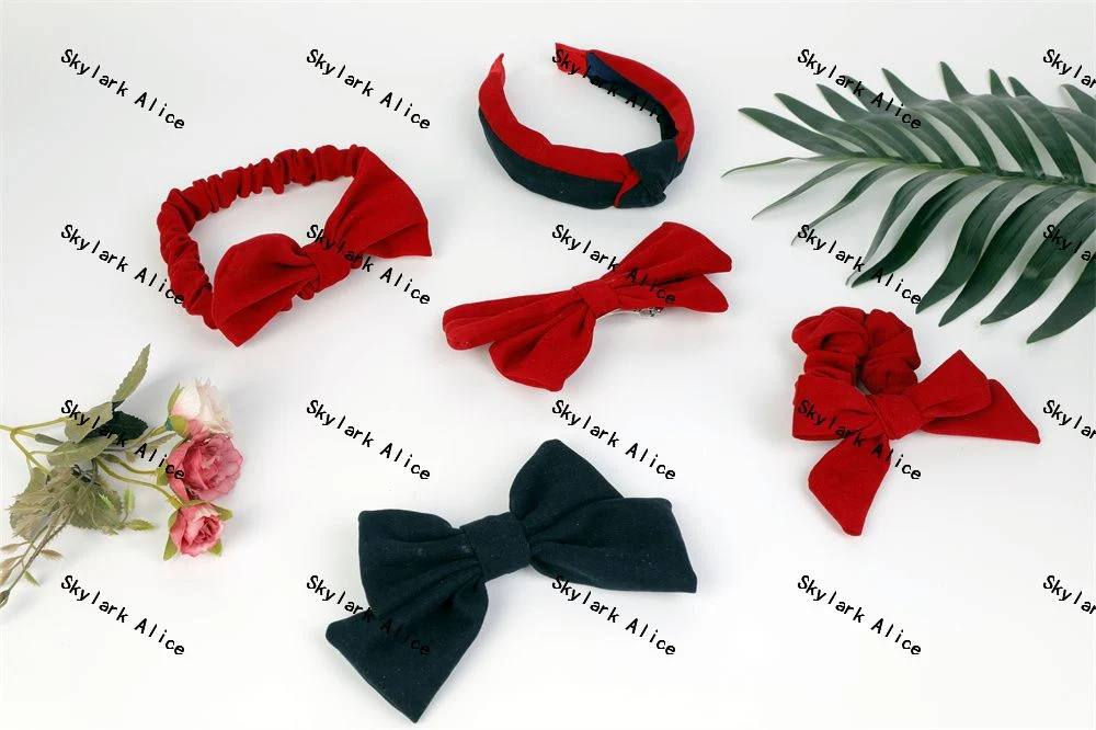 Custom Red Velvet Floral Headbands Bridal Wedding Hair Accessories Hairband