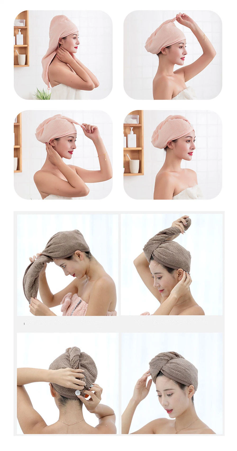 fashion Wrap Waffle Microfiber Hair Towel Turban with Good Quality