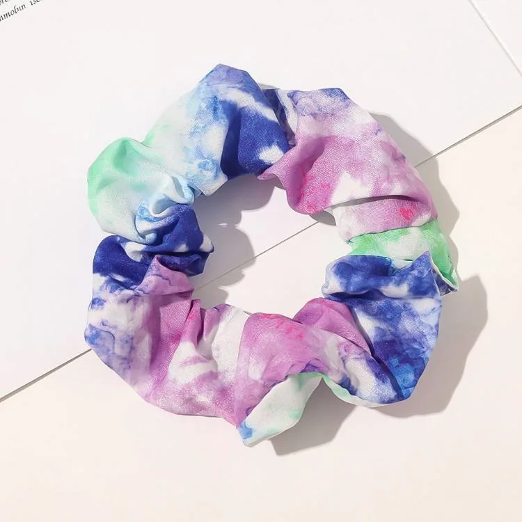 Korean Fashion Tie-Dye Flowers Leopard Print Large Intestine Hair Loop High Elastic Headband