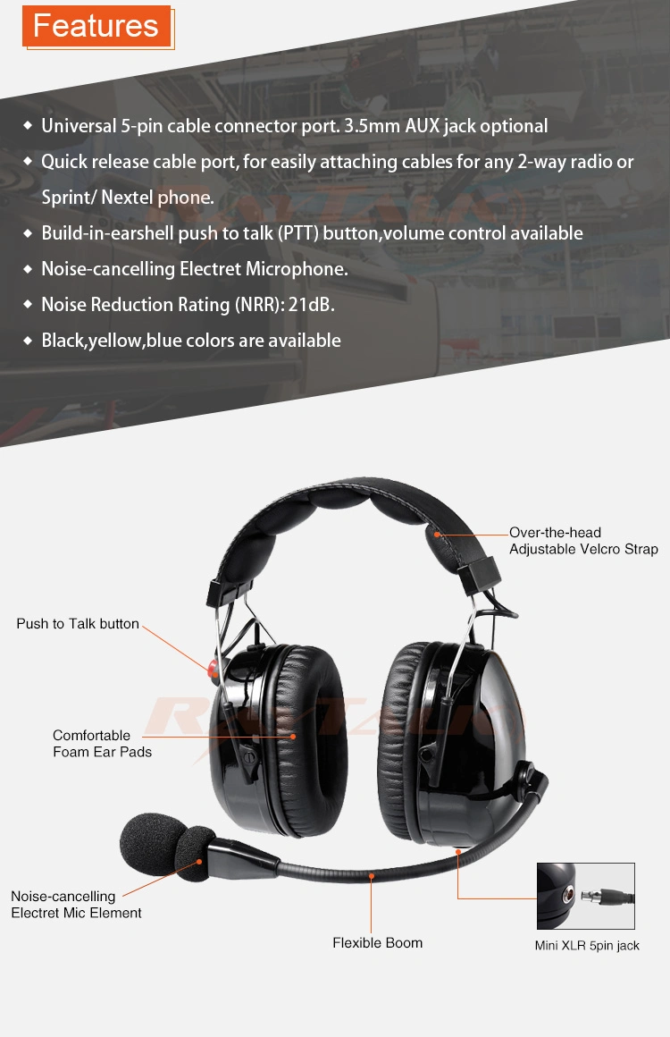 Racing Dual Muff Heavy Duty Headset with Noise Cancelling Microphone