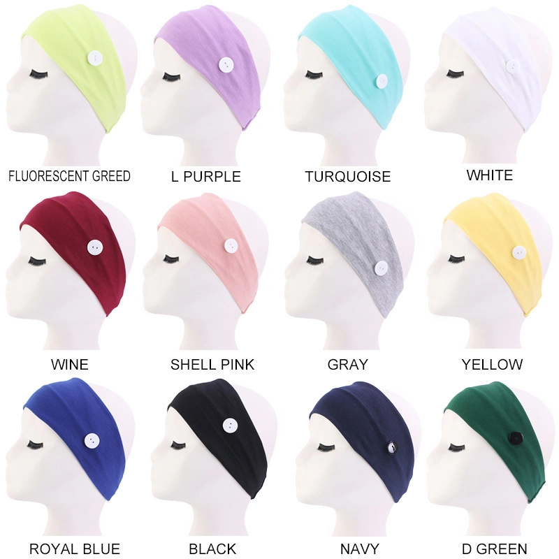 Fashion Women Sports Headbands with Buttons