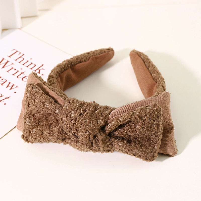 New Style of The Hundred and One Double Tweed Fabric Hair Accessories Wholesale Autumn and Winter Simple Bow Hair Band