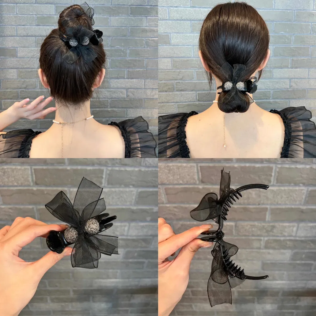 Light Luxury Mesh Shiny Sun Flower Headband Ponytail Meatball Head Accessories Plate Hairpin Clip