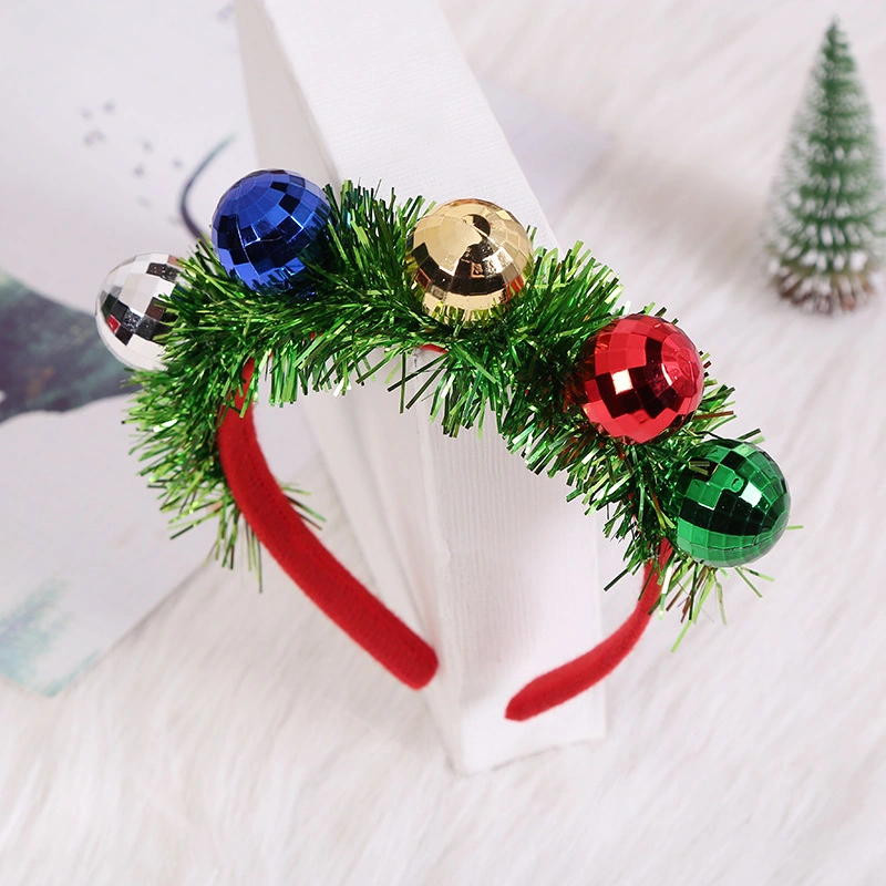 Green Grass Balls Headband for Children Christmas Festival Hair Decoration