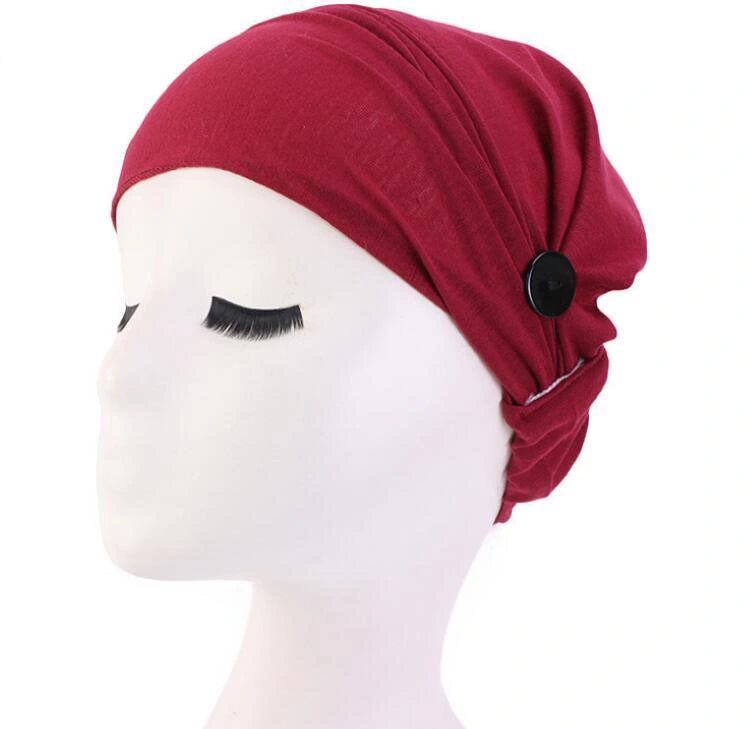 Amazon Hot Selling Headband with Buttons Solid Color Headband Widen Elastic Headband