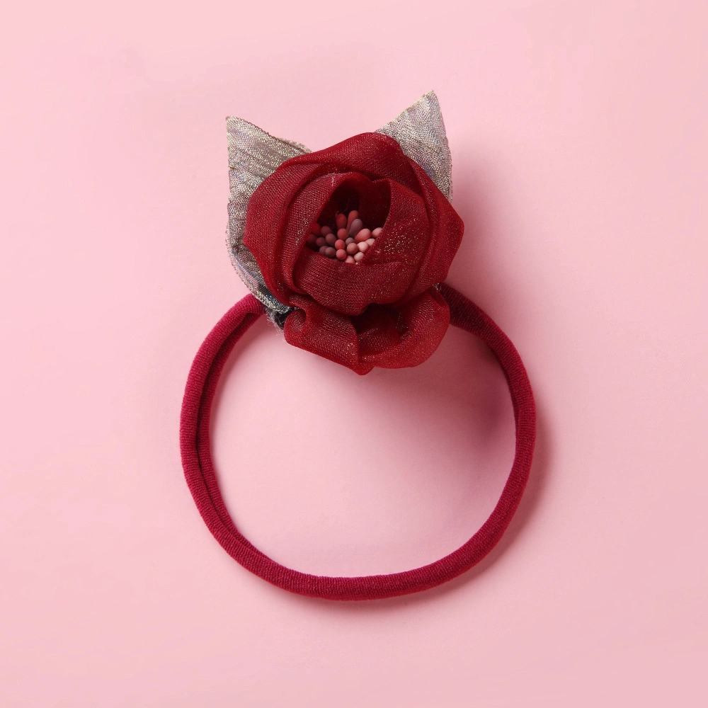 Children&prime;s Hair Jewelry Nylon Rubber Band Net Yarn Silk Flowers Baby Headband Scrunchy Soft Silk Headband