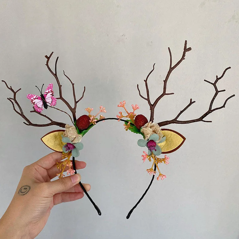 Children&prime;s Christmas Hair Ornaments Flashing Lamp Elk Head Band