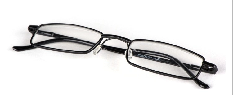 High Quality Metal Slim Frame Reading Glasses with Display Stand Slim Tube Case