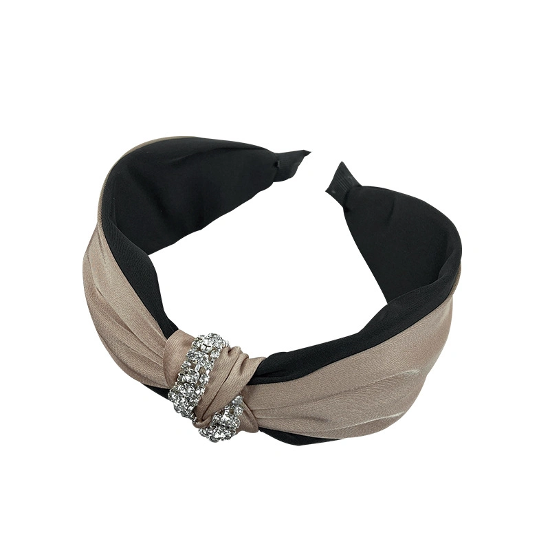 Dark Tie Hair Hoop High-Grade Fabric Luxury Drill Wide Version of The Headband