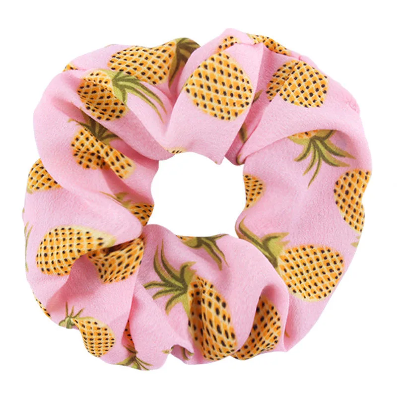 Little Fresh Colorful Printing Fruit High Elastic Hair Band for Horsetail Scrunchies