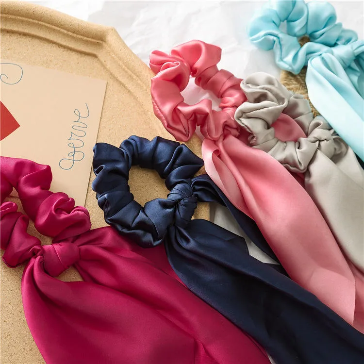 New Solid Color Chiffon Large Scrunchies Women Simple Ribbon Hair Scrunchies Hair Band