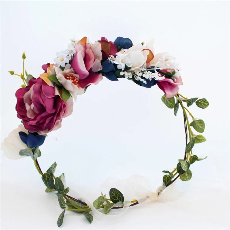 Festival Wedding Flower Big Rose Crown Headbands