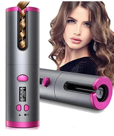 Temperature Control LCD Display 2 in 1 Portable Curling Iron Rechargeable Wireless Automatic Hair Curler 5200mAh