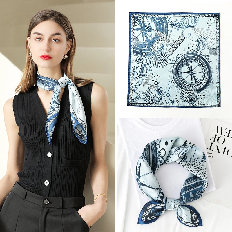 Simple Hair Silk Feeling Square Lightweight Head Scarves Bandanas