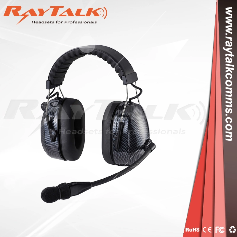 Raytalk Upgraded Premium Carbon Fiber Noise Cancelling Headset with 4 Ptt Buttons and 2 XLR 5 Pin Jack for Two Way Radios Ran-3000q/CF Headset