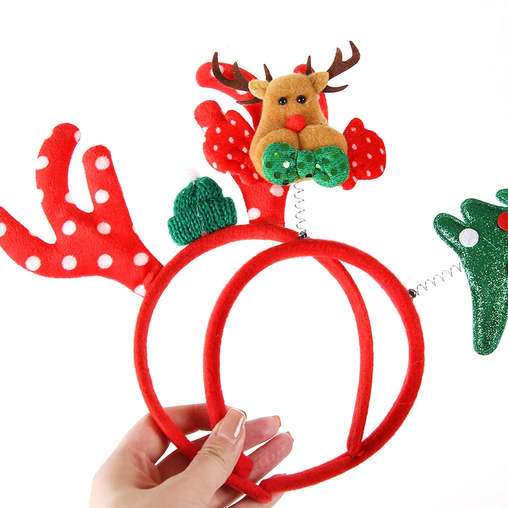 Christmas Headbands Elk Antlers Five-Star Headbands Christmas Decorations Children&prime;s Plastic Headbands Party Decorations