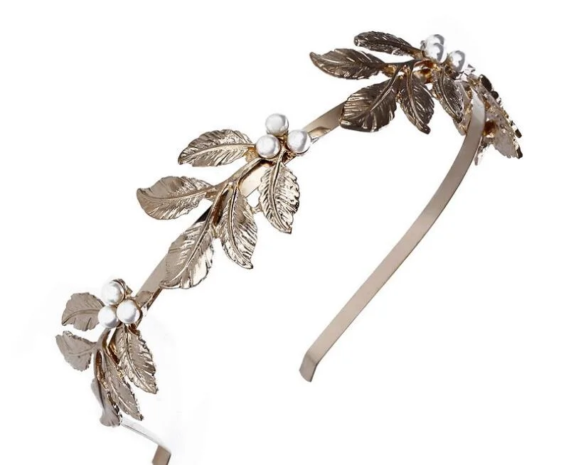 Hair Bands with Pearl and Leaf Decoration Wedding Hair Accessory for Women