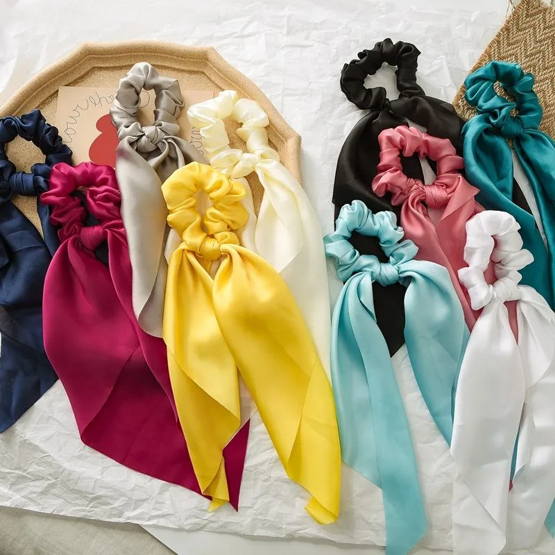 New Solid Color Chiffon Large Scrunchies Women Simple Ribbon Hair Scrunchies Hair Band