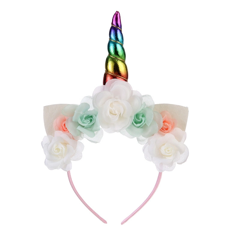 Children Unicorn Headband with Bunny Ears Halloween Party Birthday Gift