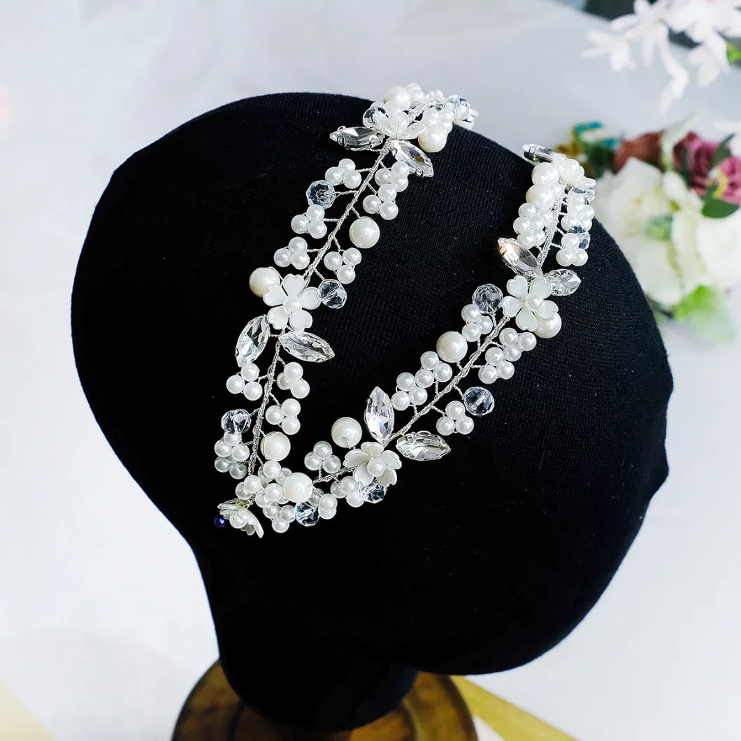 Yp238 Wedding Accessory Double Layer Hair Band Flower Pearl Hair Band