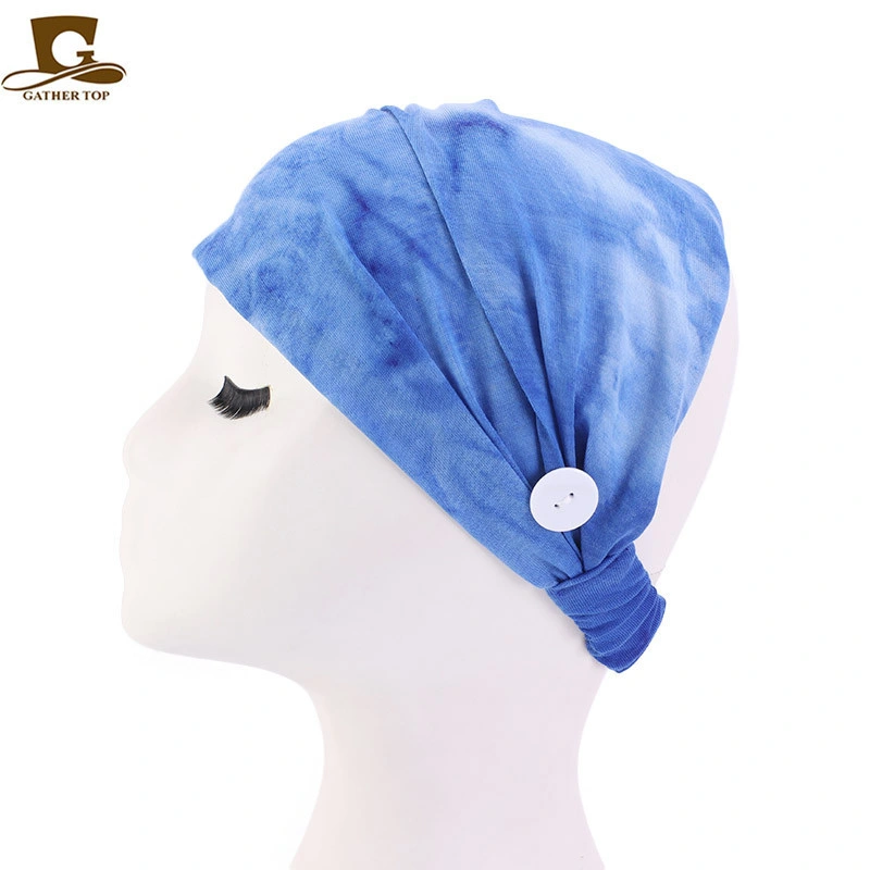 Custom Design Tie Dye Hair Band Anti-Leather Ear Button Headband Nurse Staff Headband