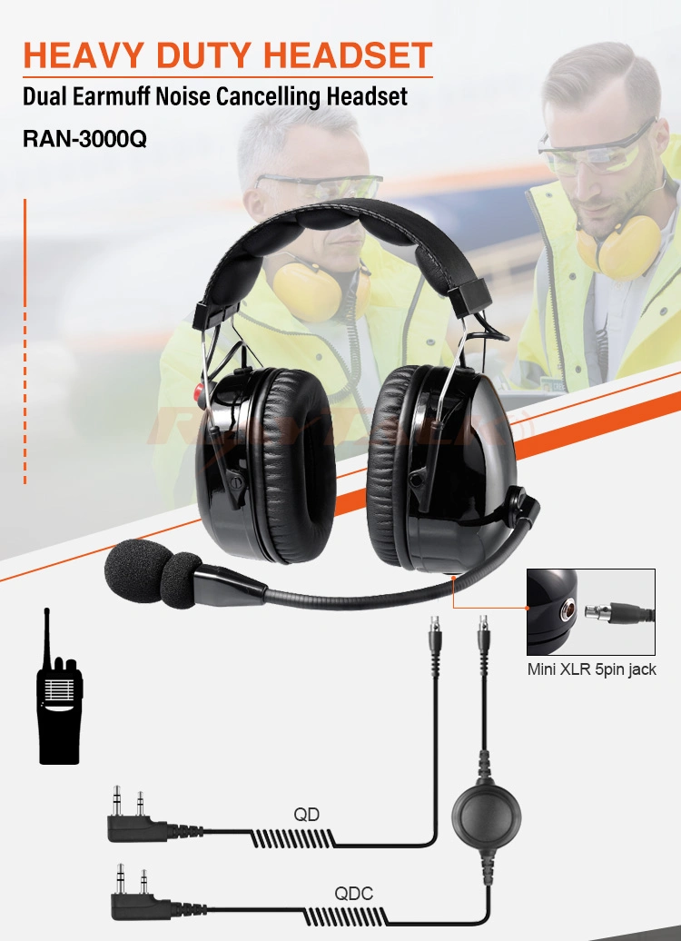 Heavy Duty Over-The-Head Headset with Noise-Canceling Boom Microphone