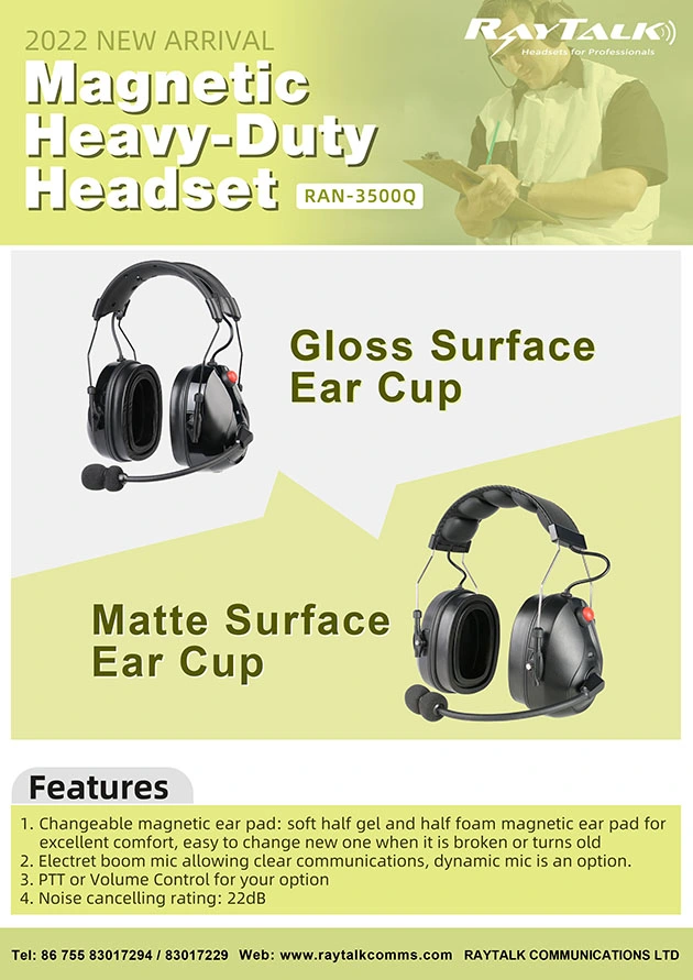 Over-The-Head Dual-Muff Headset Noise-Canceling Racing Radio Headset