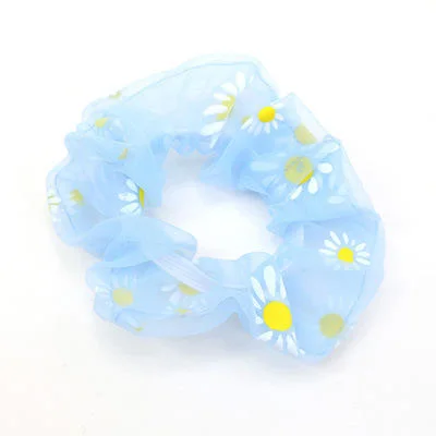 Net Red Yarn Printed Sun Flower Hair Cord Organza Hair Accessories