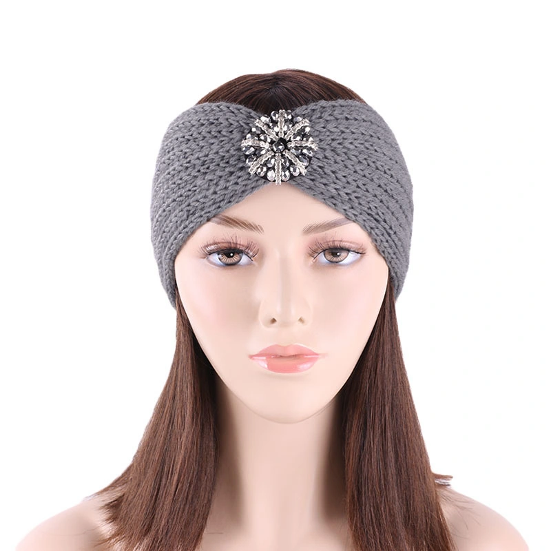 Women Solid Knitting Cross Knot Woolen Warm Headbands