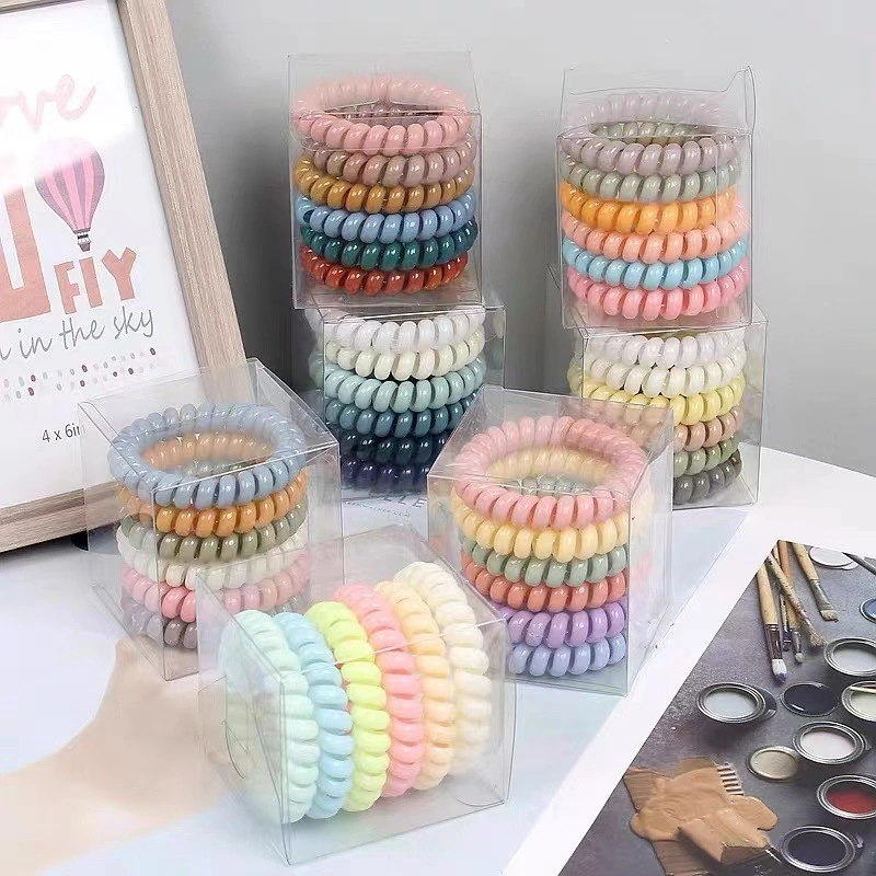 6 Candy Colored Telephone Wire Hair Band Set Korean Version of Simple Hairband