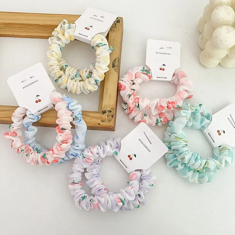 Custom Logo New Hair Tie Set Pure Color Cloth Head Rope Scrunchies Hairband Scrunchy Silk Elastic Hair Band for Women