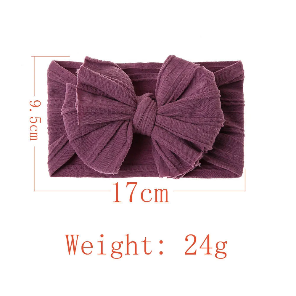 Hot Sell Baby Ribbed Large Bow Head Wrap Candy Color Printed Flower Baby Headband Princess Baby Hair Accessories