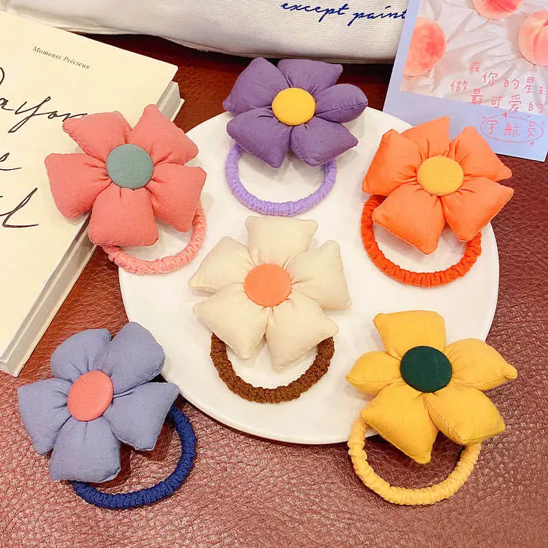 Wholesale Kids Sunflower Cute Hair Accessories Flower Elastic Hair Tie