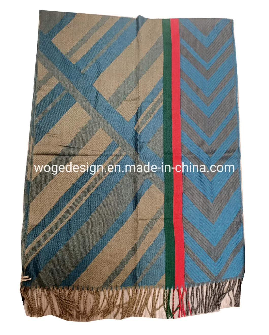 New Designer European Style Modern Jacquard Zigzag Geometrical Long Winter Shawl