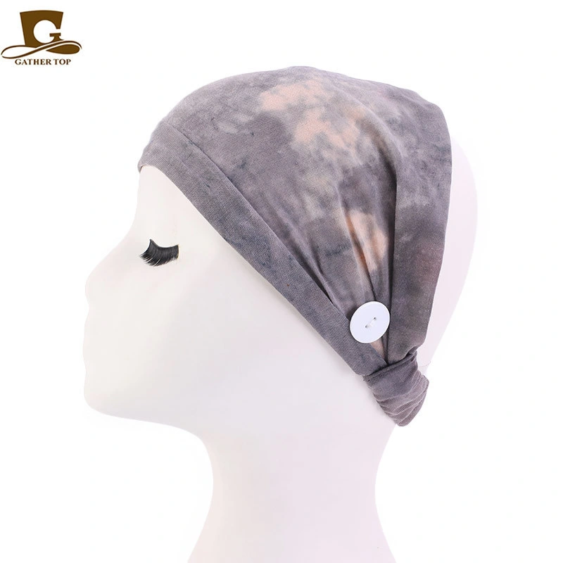 Custom Design Tie Dye Hair Band Anti-Leather Ear Button Headband Nurse Staff Headband